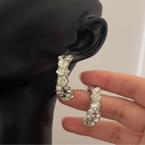 Vintage Monet crystal partial hoop earrings